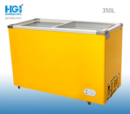 350 لتر ديب فريزر انزلاقي باب زجاجي 60HZ مطلي مسبقًا أبيض Alu